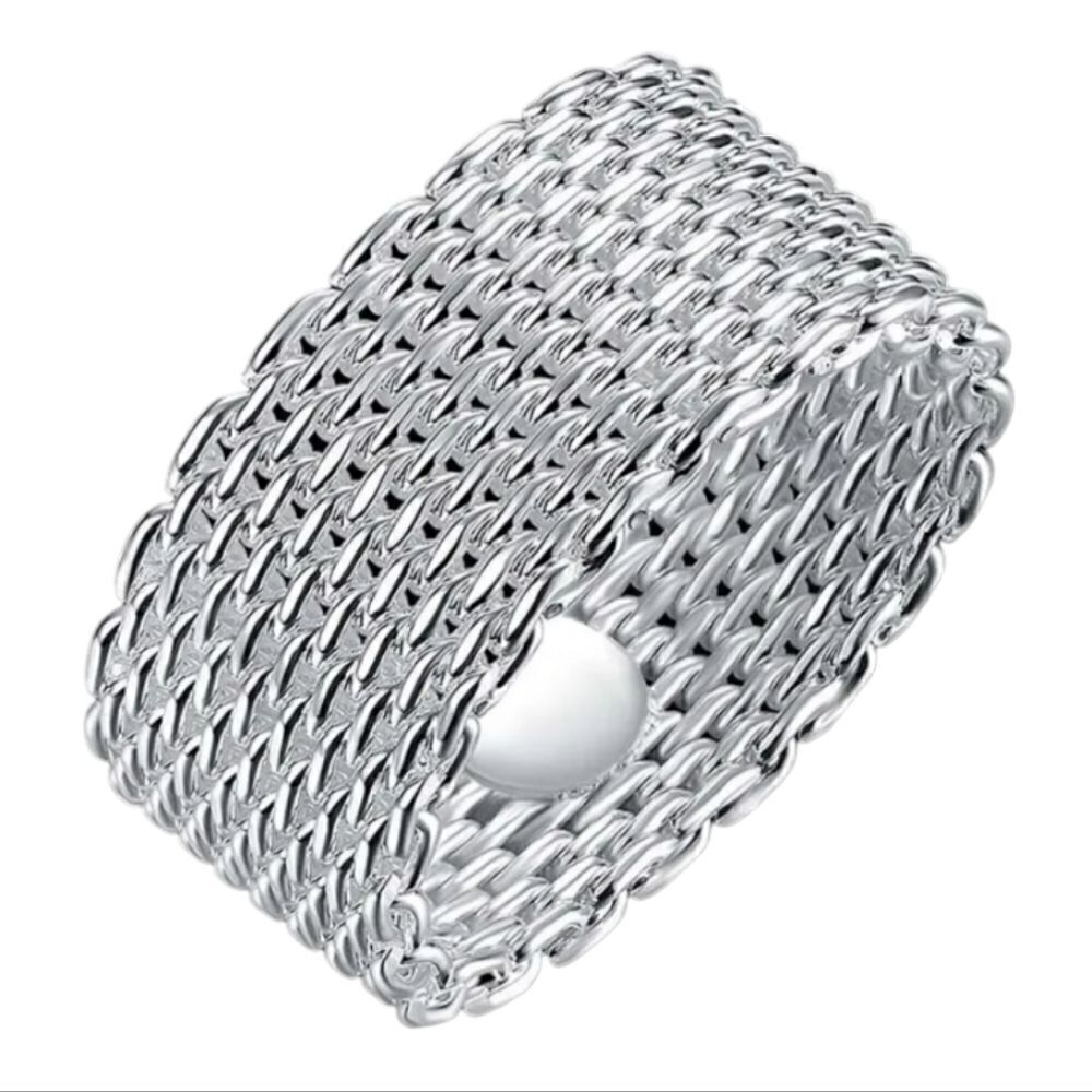 Elegant 925 Sterling Silver Mesh Ring